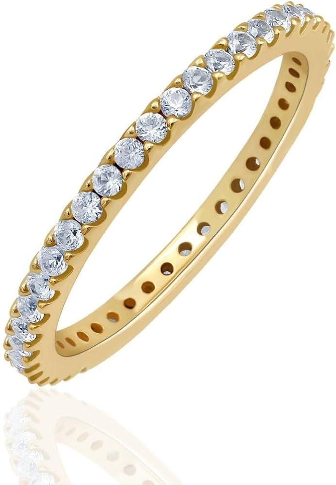 Stackable Eternity Ring for Women |Gold Plated – Ruby, Blue Sapphire, Simulated Diamond, Pink S... | Amazon (US)