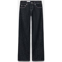 Zara - Trf Low-Rise Wide-Leg Jeans - Dark Indigo - 14 - Woman | Zara UK