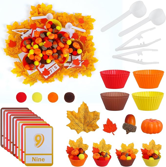 Montessori Toys for Kids Toddlers 3-6 Autumn Fall Sensory Bin Set Items Counting Sorting Toddler ... | Amazon (US)