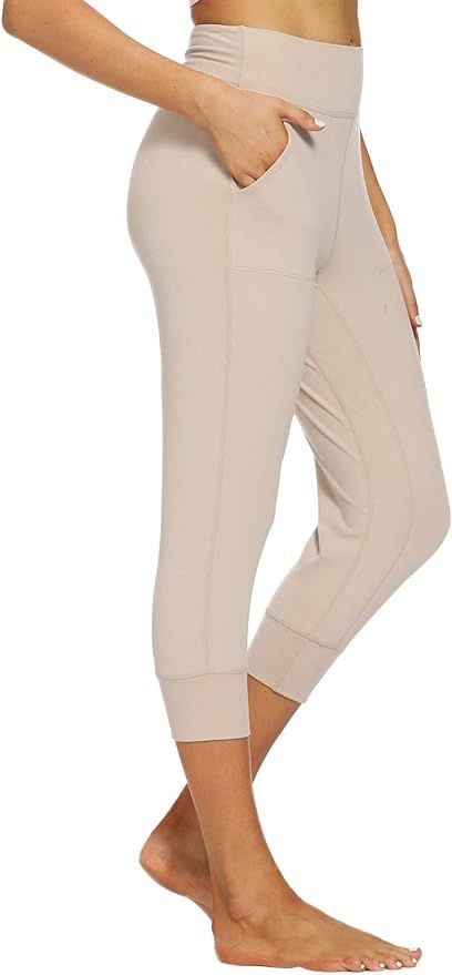 FIRST WAY Women's Buttery Soft Yoga Jogger Pants/Capris High Waist with Pockets Lightweight Runni... | Amazon (US)