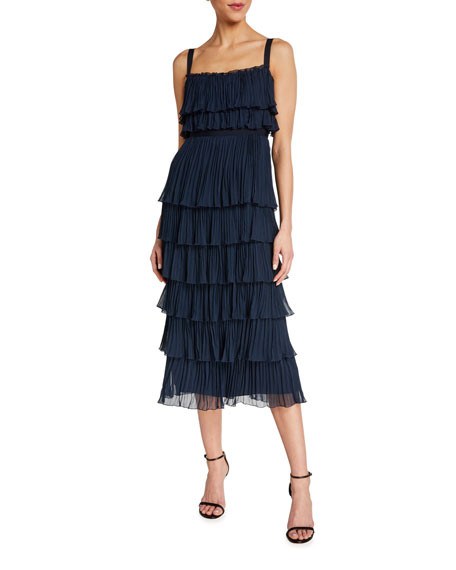 cinq a sept Eliane Flutter Plisse Midi Dress | Neiman Marcus