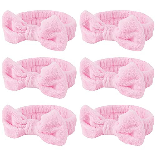 Casoty Pink 6 Pcs Spa Headband, Hair Band for Washing Face, Makeup Headband, Skincare Headbands, Soft Fleece Hairband for Face Washing Yoga | Amazon (US)