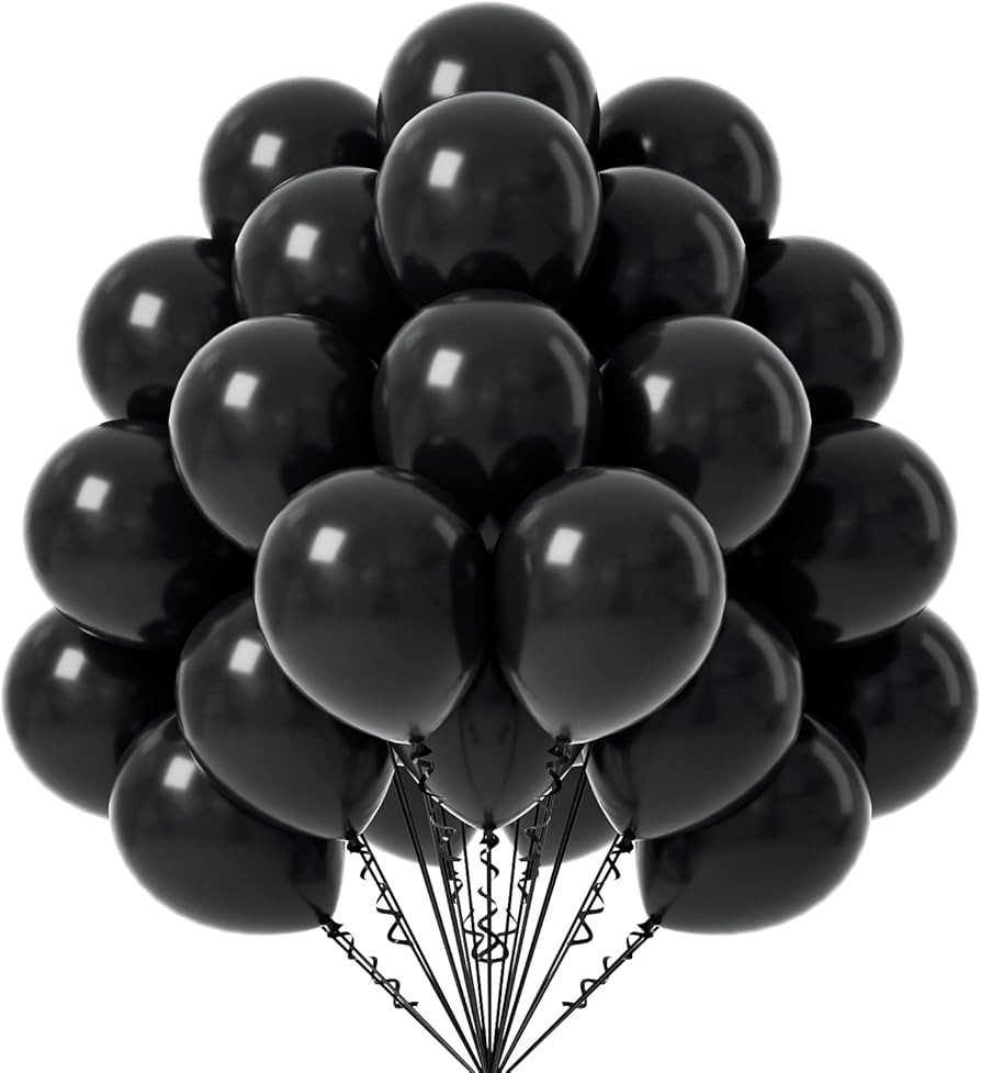 FOTIOMRG Black Balloons 12 inch, 50 Pack Black Latex Party Balloons Helium Quality for Birthday G... | Amazon (US)