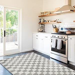 Gambit 4'x6’ Checkered Rug Machine Washable Area Rug for Kitchen Bedroom - 100% Recycled Oeko-T... | Amazon (US)