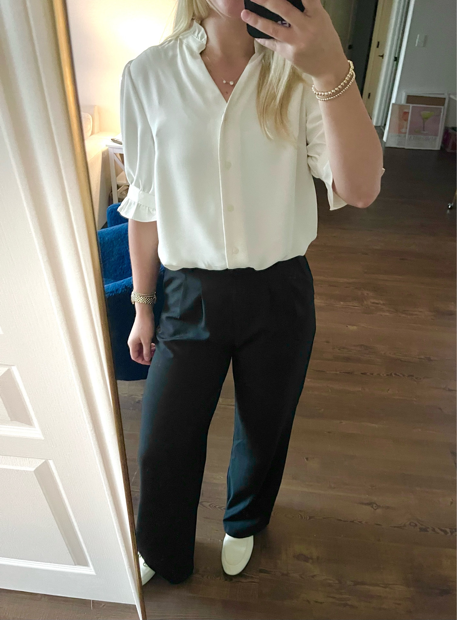 First day of work OOTD!




Ann Taylor loft
Loft
White blouse
Summer blouse
Work clothes
Ruffle blouse
Summer work tops
Summer work outfits
Princess Polly
Princess Polly trousers
Black trousers
Wide leg trousers
White loafers
Gucci loafers
Mules
Backless loafers
Gold jewelry
Gold beaded bracelets
Gold necklace
Gold earrings
Gold hoop earrings
Gold hoops
Wotd
Work outfits
Summer work
Business casual outfit
Business professional outfit

#LTKWorkwear #LTKOver40