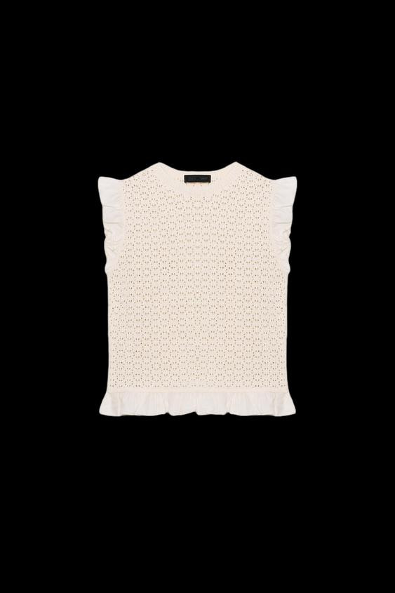 COMBINED POINTELLE KNIT TOP | Zara US