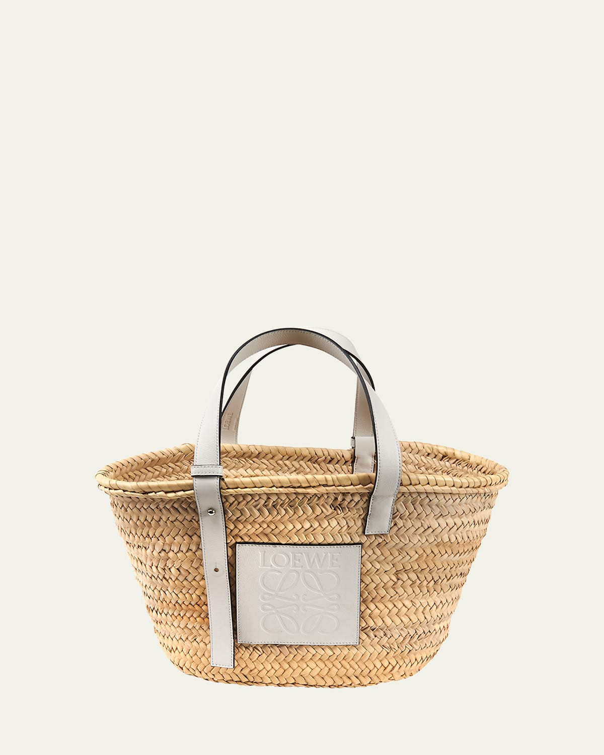 x Paula's Ibiza Basket Bag in Palm Leaf with Leather Handles | Bergdorf Goodman
