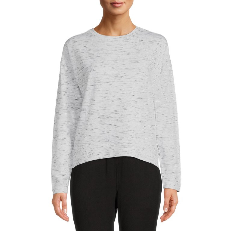 Avia Women's Long Sleeve Drop Shoulder Soft French Terry Cloth Tee | Walmart (US)