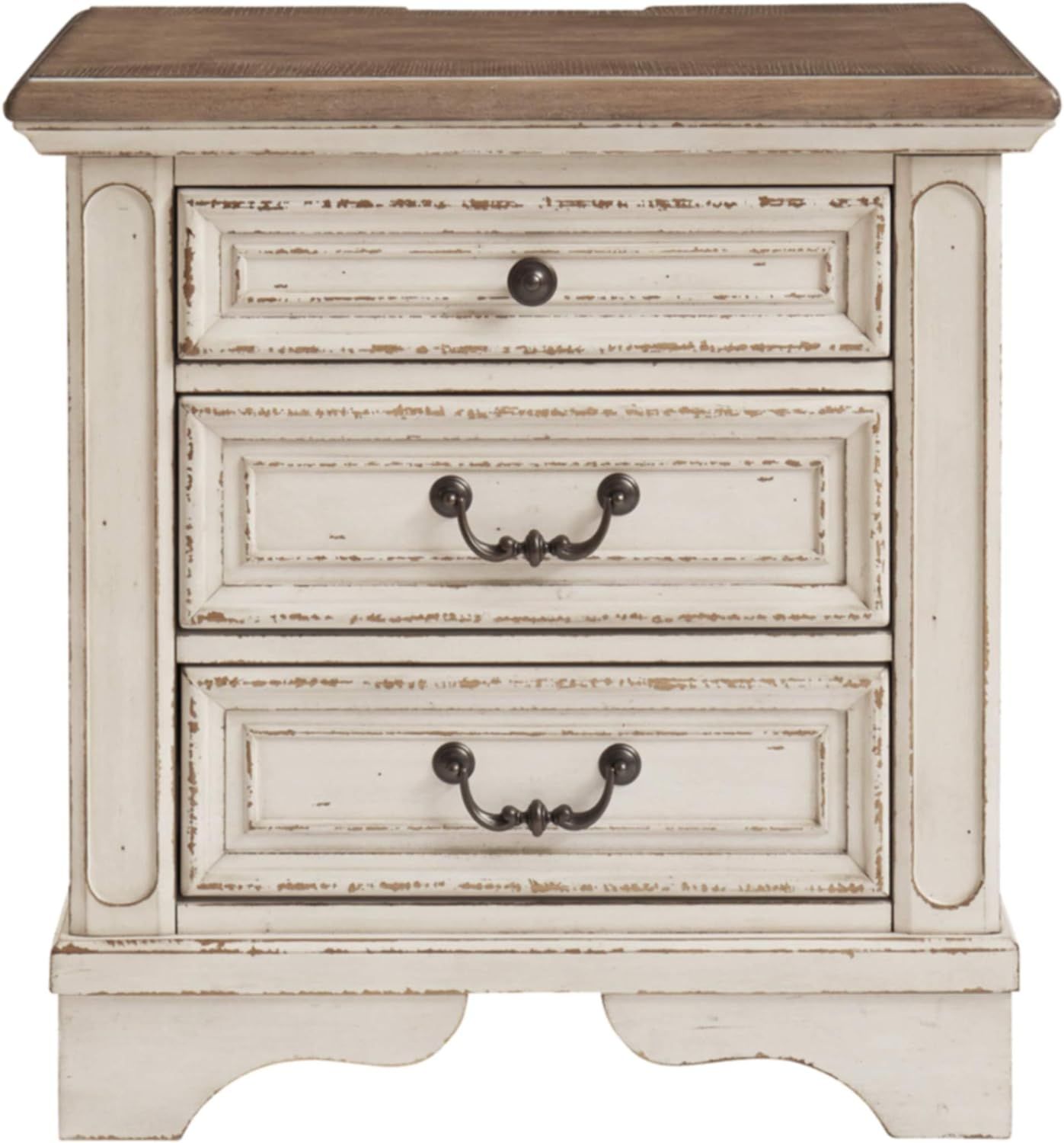 Signature Design by Ashley Realyn French Country 3 Drawer Nightstand with Electrical Outlets & US... | Amazon (US)