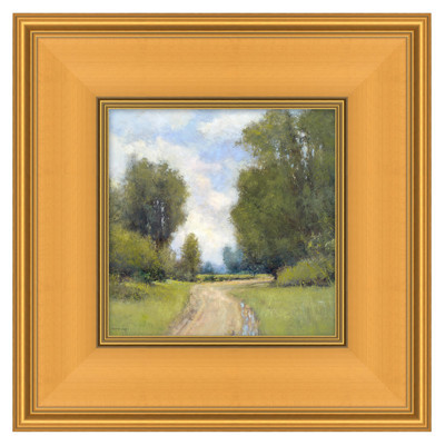 Cedar French Country Green Path Landscape Gold Frame Painting - 18x18 | Kathy Kuo Home
