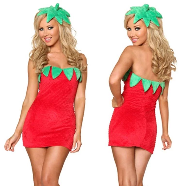 Ladies Strawberry Costume Dress Funny Food Fruit Outfits Adults | Walmart (US)