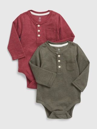 Baby Waffle-Knit Henley Bodysuit (2-Pack) | Gap (US)