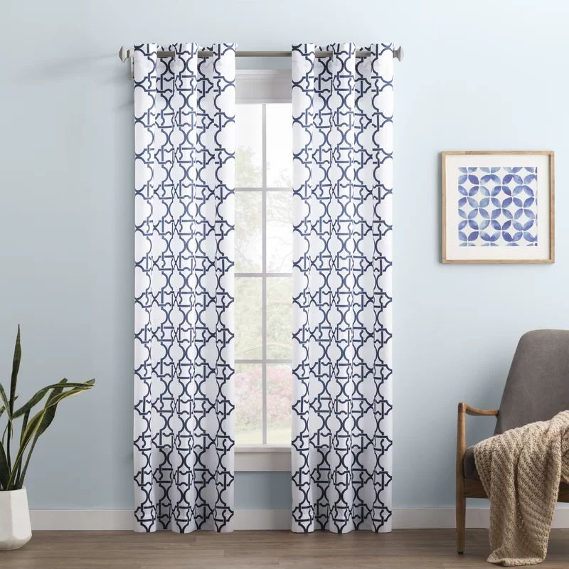 Wayfair Basics Trellis Semi-Sheer Grommet Single Curtain Panel | Wayfair North America