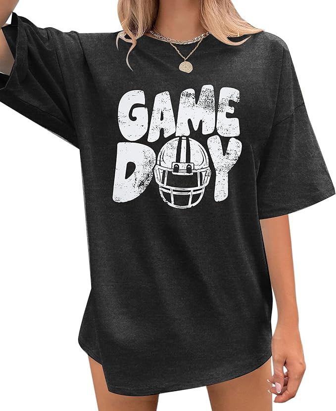 Football Shirts for Women Game Day T-Shirts Sunday Funday Football Tops Casual Football Season Sh... | Amazon (US)