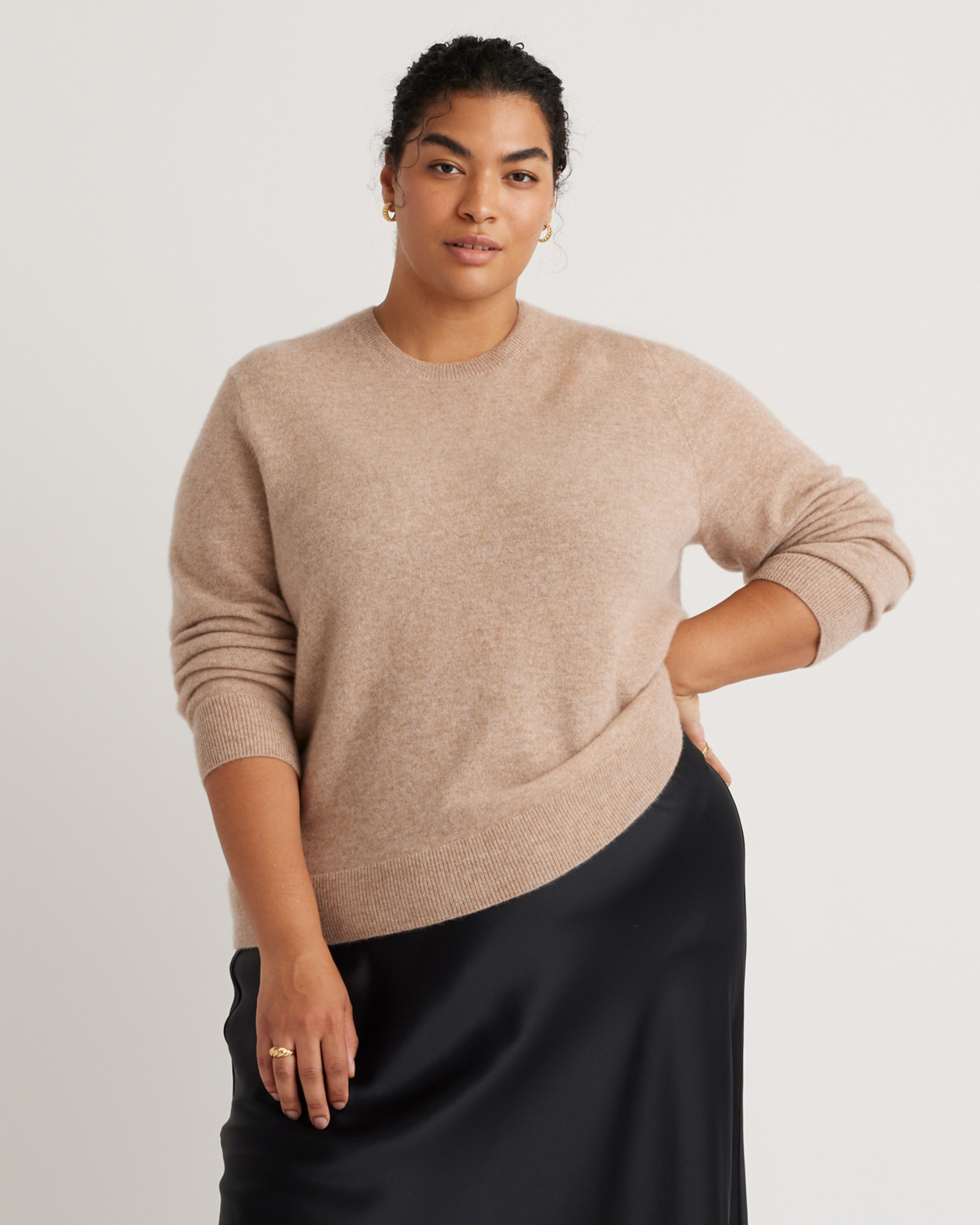 Quince | Women's Mongolian Cashmere Crewneck Sweater in Oatmeal, Size 1X | Quince