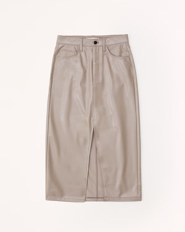 Vegan Leather Midi Skirt | Abercrombie & Fitch (US)