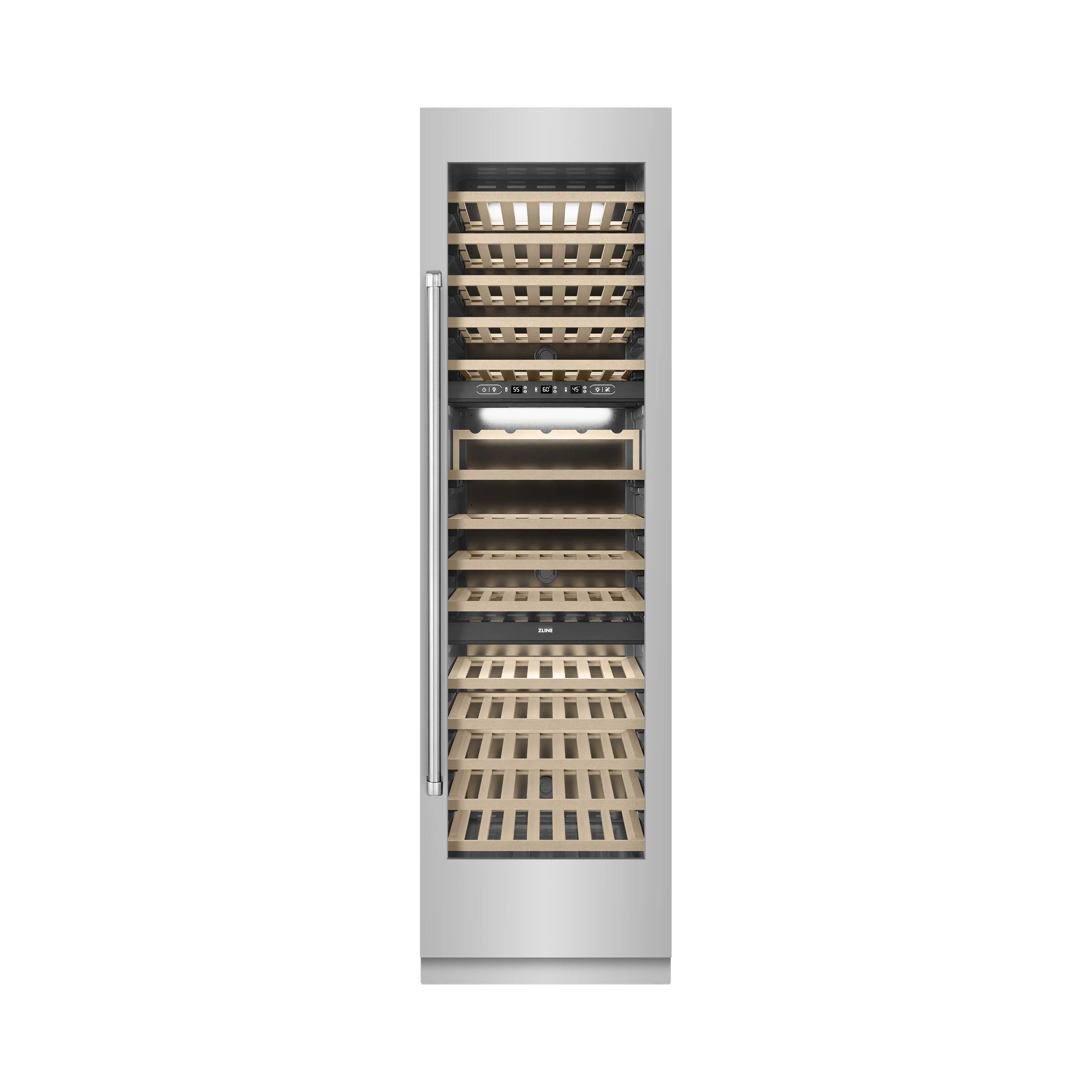 ZLINE Autograph 24 in. Stainless Steel 100 Bottle Column Wine Cooler w/ Black Accents | Perigold