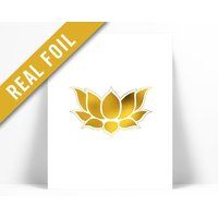 Lotus Flower Art Print - Gold Foil Zen Buddhist Wall Meditation Yoga Decor | Etsy (US)