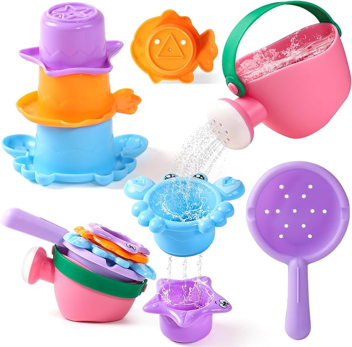 Baby Bath Toys for Kids Ages 1-3 5 PCS Toddler Bath Toys Mold Free for 2-4 Bathtub Sand Beach Poo... | Amazon (US)