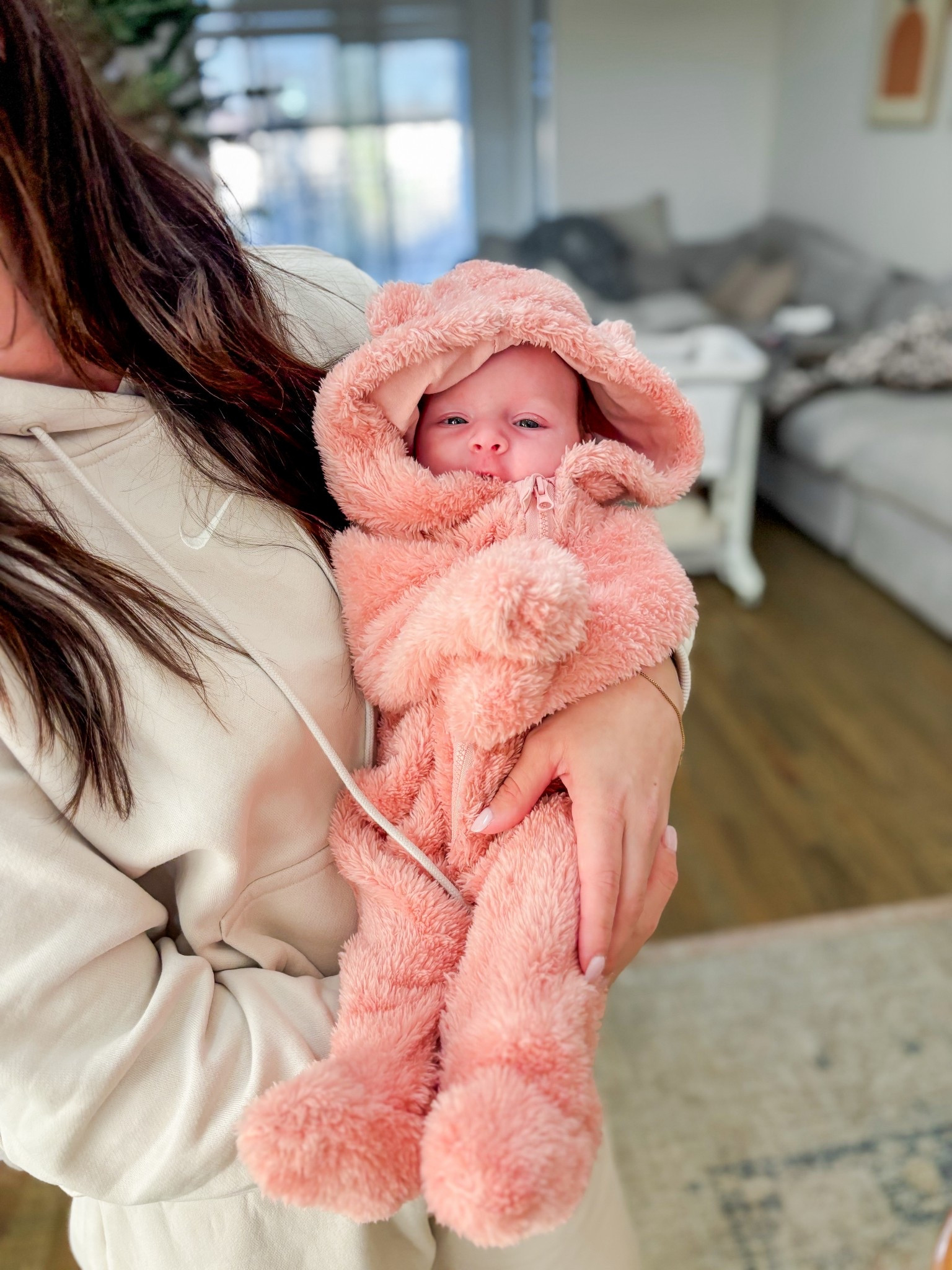 Baby fleece bear zip up onesie 

#LTKBaby