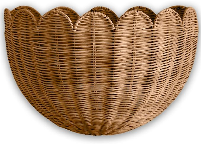 BEBE BASK Scalloped Wicker Hanging Basket - The Original Wicker Wall Decor - Hand Woven Wall Bask... | Amazon (US)