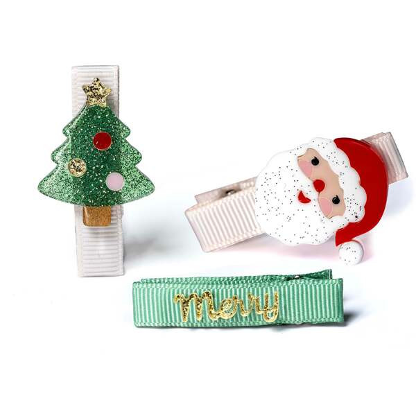 Baby Tree Green Santa Hair Clips | Maisonette
