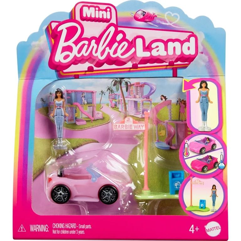Barbie Mini BarbieLand Doll & Vehicle Set with 1.5-inch Doll & Convertible Car with Color-Change ... | Walmart (US)