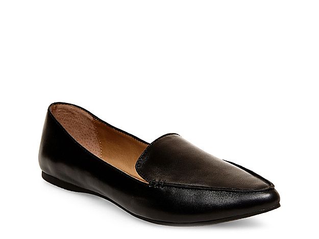 Steve Madden Feather Flat - Women's - Black Leather | DSW