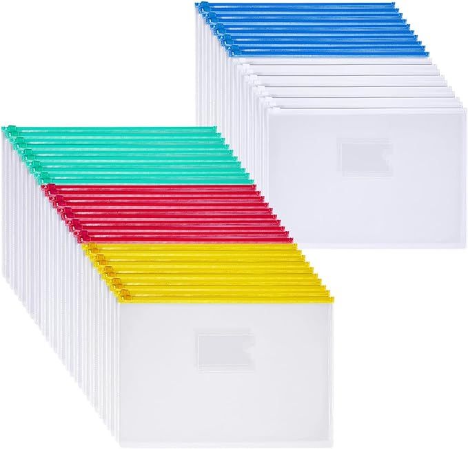 iBune 50pcs Plastic Envelopes for Documents, Poly Zip Envelopes A4 Letter Size Files Zipper Folde... | Amazon (US)