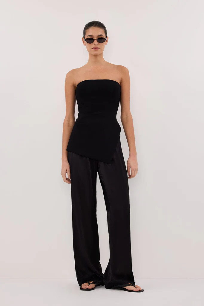 MONICA BLACK SATIN PANT | DISSH