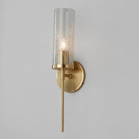 Pencil Arm and Crackle Glass Sconce | Shades of Light
