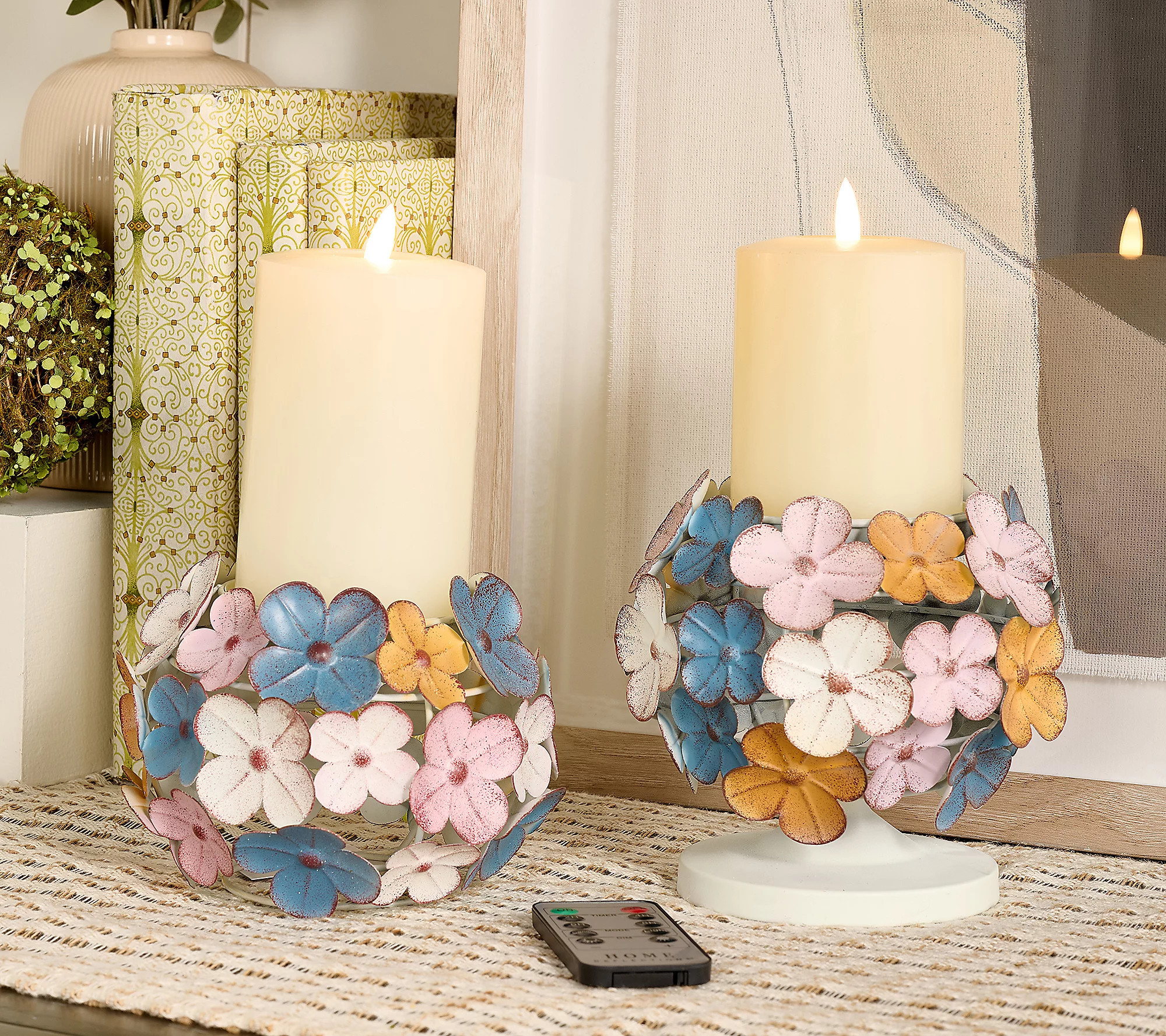 As Is Home Reflections S/2 Metal Hydrangea Pedestals with | QVC