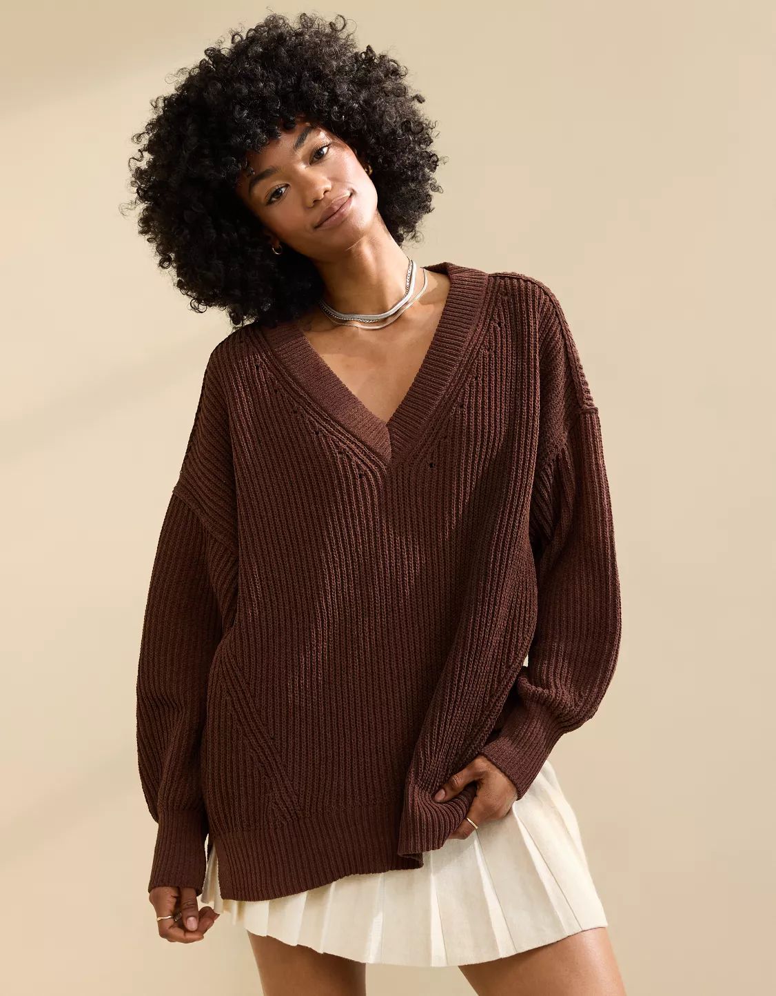 Aerie Beyond Chenille V-Neck Sweater | Aerie