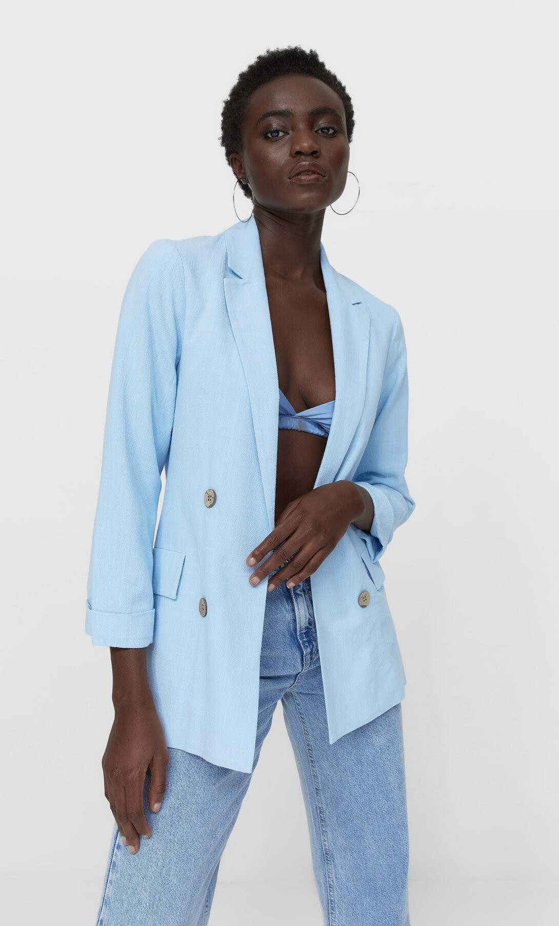 Rustic open blazer - Women's fashion | Stradivarius United Kingdom | Stradivarius (UK)