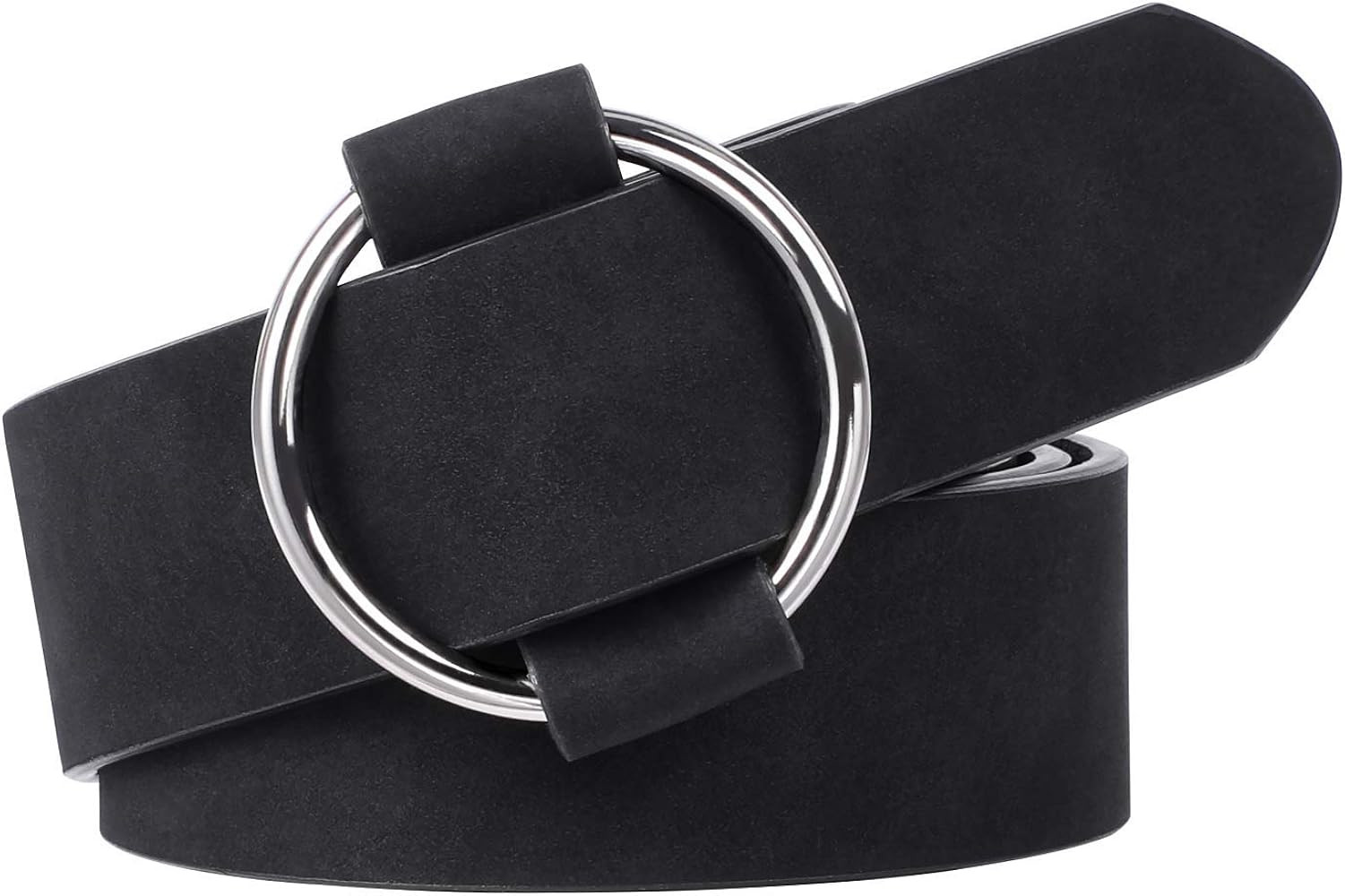 XZQTIVE Women Suede Belt Fashion Leather Belts With Silver Buckle Ladies Waist Belt For Jean Pant | Amazon (US)