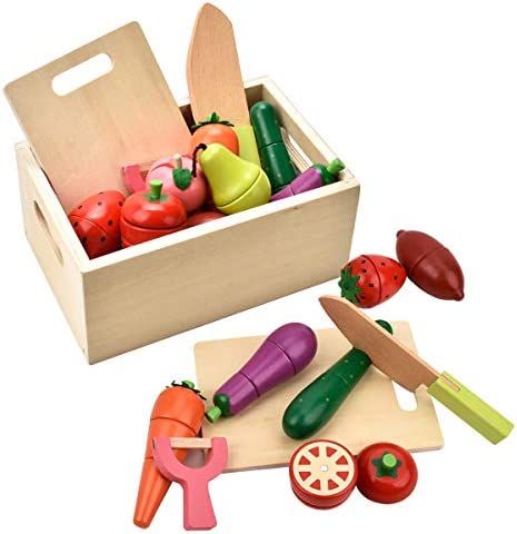 CARLORBO Wooden Play Food for Kids Kitchen - Toys Food Vegetables and Fruit for 2 Year Old Boys G... | Amazon (CA)