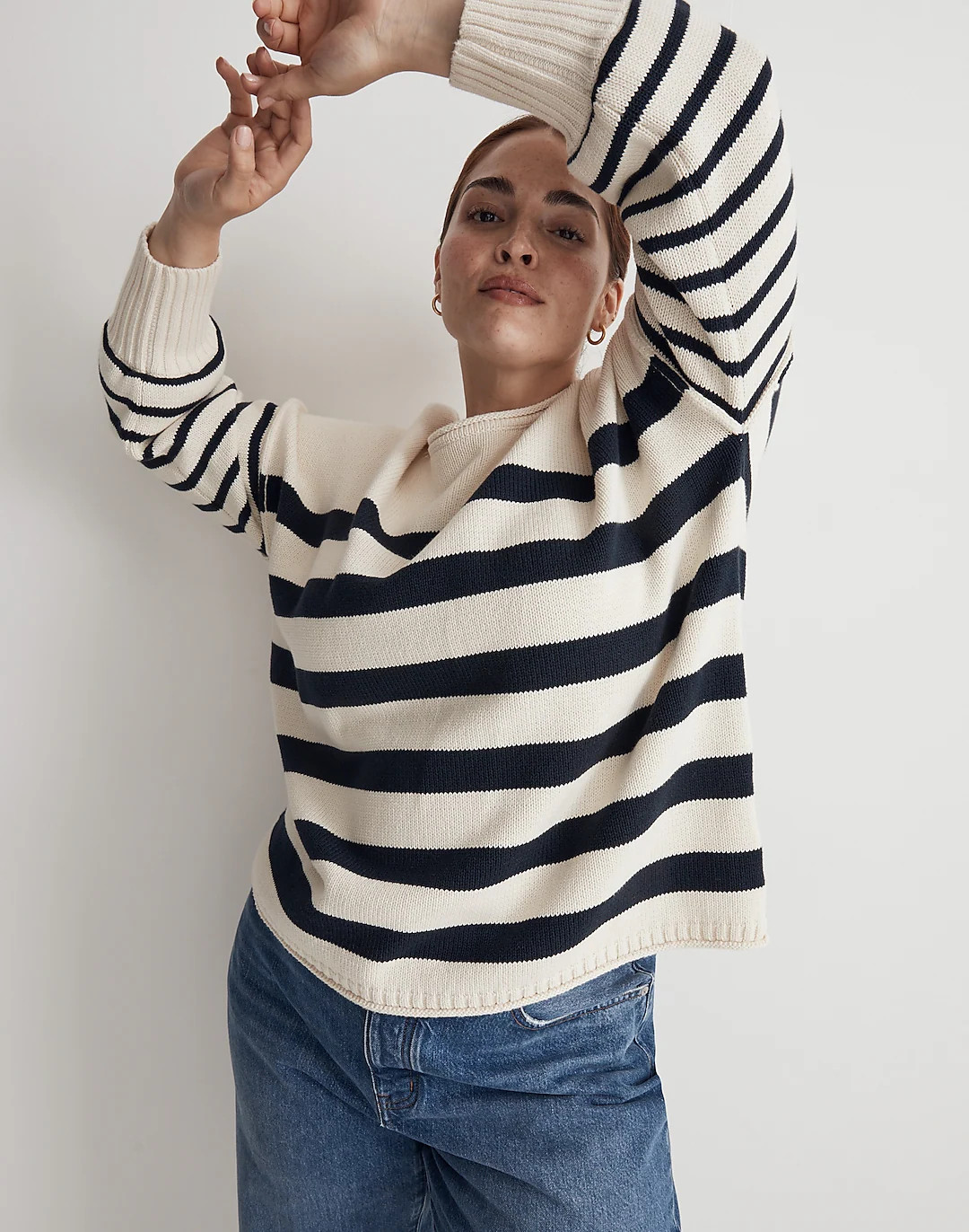 Plus Conway Pullover Sweater in Mixed Stripe | Madewell