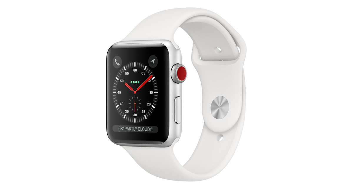 Apple Watch Series 3 GPS + Cellular, 42mm Silver Aluminum Case with White Sport Band | Apple (US)
