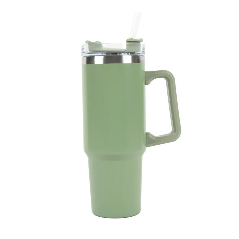 New View Gifts 30oz Tumbler Mug with Lid and Straw, Reusable Insulated Mug with Handle, Stainless... | Walmart (US)