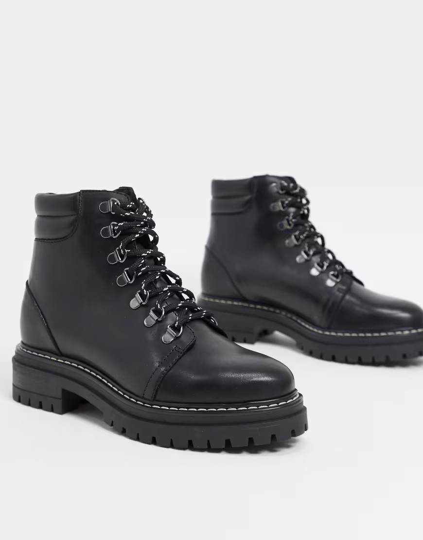 Whistles Amber lace up leather boots in black | ASOS (Global)