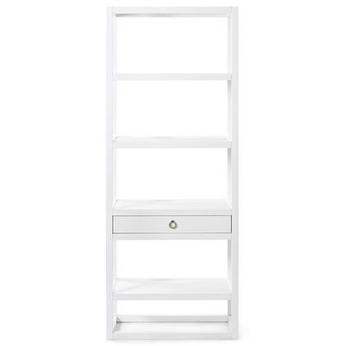 Villa & House Newport Modern Classic White Wood 1 Drawer Display Bookcase | Kathy Kuo Home