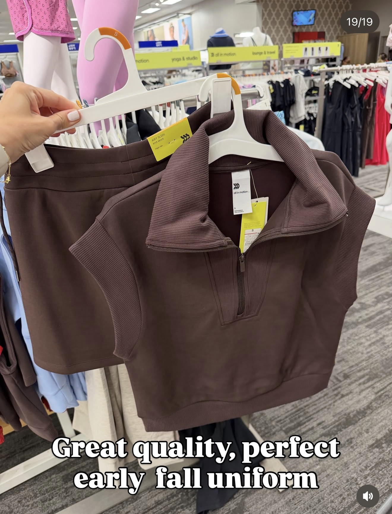 Target short sleeve quarter zip top and matching skirt, so cute for end of summer into fall. #targetcreator
