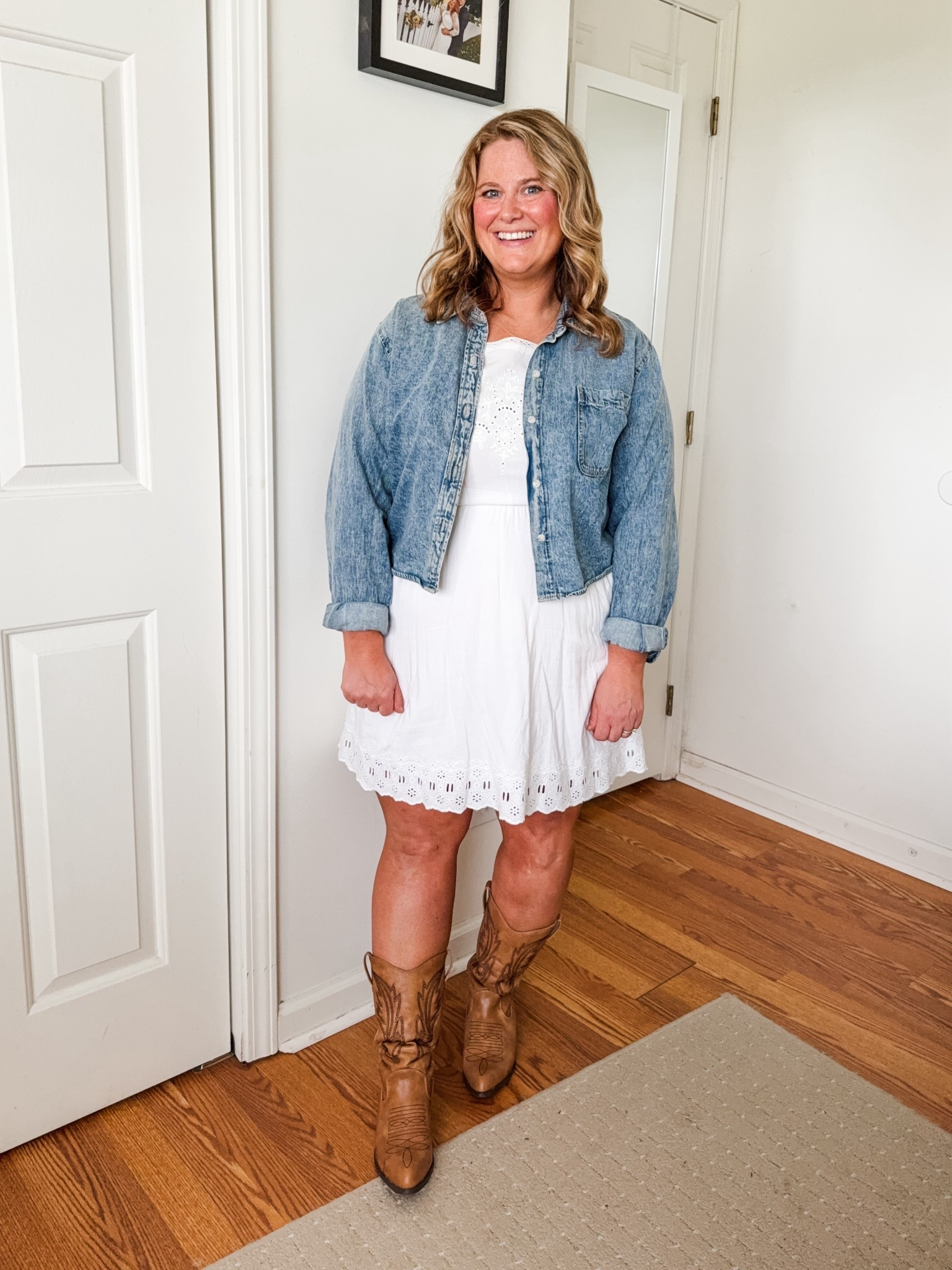 Country concert outfit idea - a white dress & denim shirt.  Both of my exact items are older but I’ll link similar! 

#LTKStyleTip #LTKMidsize #LTKFindsUnder50