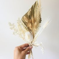 Pampas Grass Thistle Bouquet/Dried Palm Leaves Bunch Natural Preserved Muted Tone Arrangement Bud Va | Etsy (US)