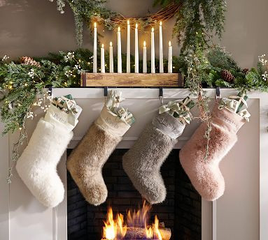 Grey Mink Faux Fur Stocking | Pottery Barn (US)