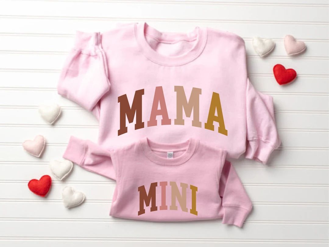 Matching Mommy And Me Valentines Day Sweatshirts, Cute Mama Valentine Sweatshirt Gift, Matching M... | Etsy (US)