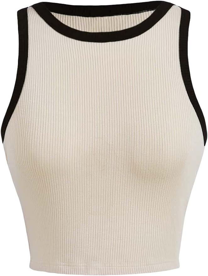 Floerns Women's Casual Sleeveless Camisole Scoop Neck Slim Fit Crop Tank Top | Amazon (US)