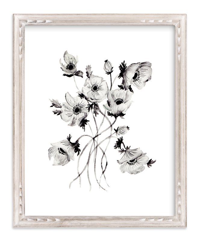 Greyscale Poppies | Minted