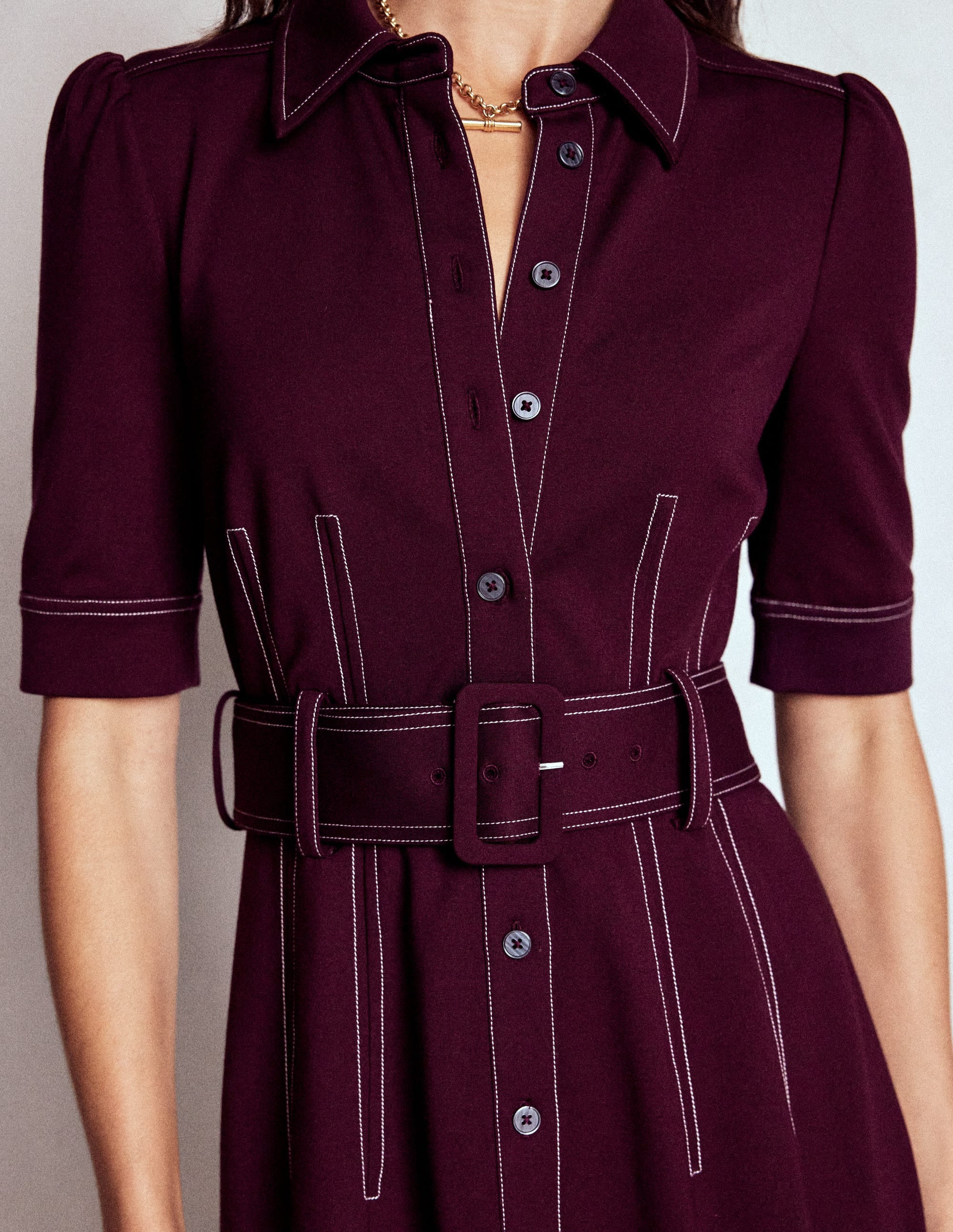 Anita Ponte Shirt Dress-Dark Cherry | Boden (US)