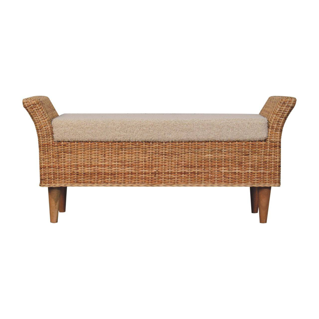 Artisan Furniture - Solid Wood Riviera Woven Bench, Upholstered - Brown & Cream | Best Buy U.S.